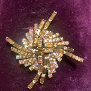 Vintage Austrian Multicolor Crystal Brooch